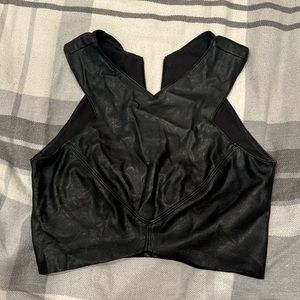 Black Pleather Cropped Tank Top
